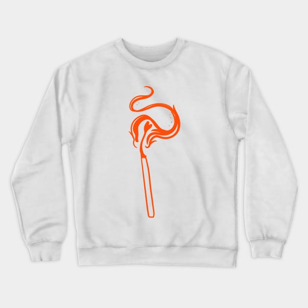 firey orange matchstick burning with fire of love cute gift Crewneck Sweatshirt by AnanasArt